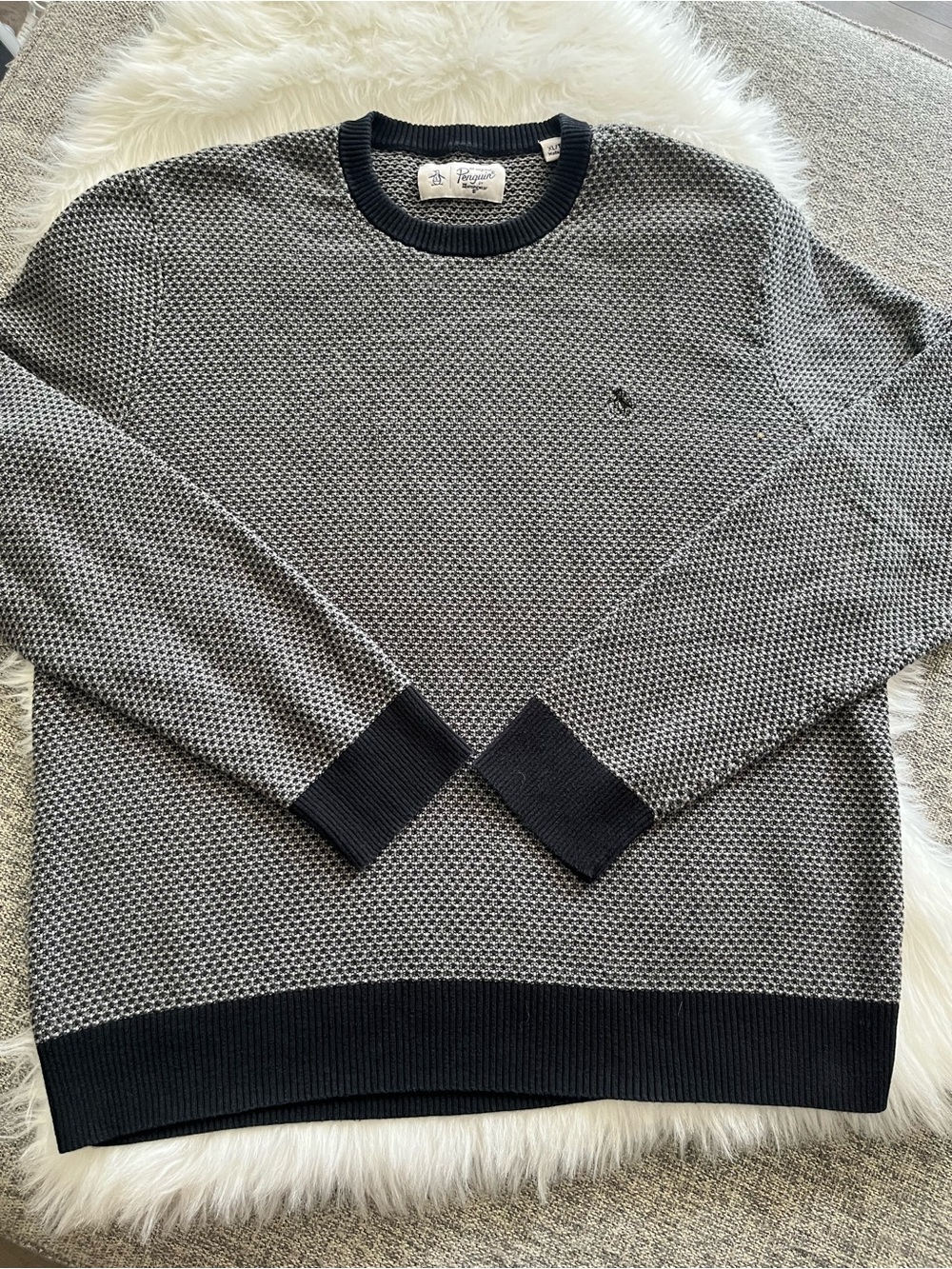 Original Penguin Black & Gray Textured Crewneck Sweater